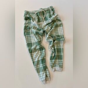 Aerie Snowed In Plaid Green Fleece Joggers PJ’s Pants Viscose Medium